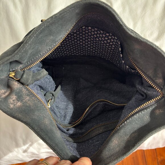 Craie Studio Suede Black Metallic Shoulder Bag - Picture 10 of 10